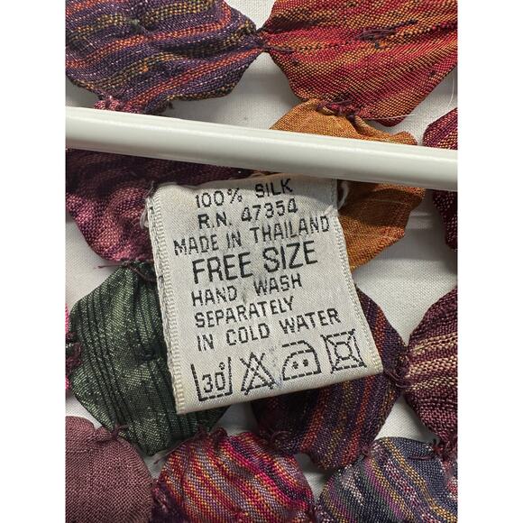 Handmade Yo-Yo Patchwork Silk Vest π Vintage Boho Festival Top β 100% Silk - Picture 4 of 7